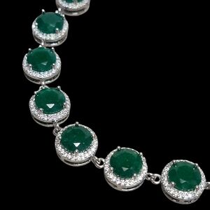 Emerald Sterling Silver Halo Link Bracelet